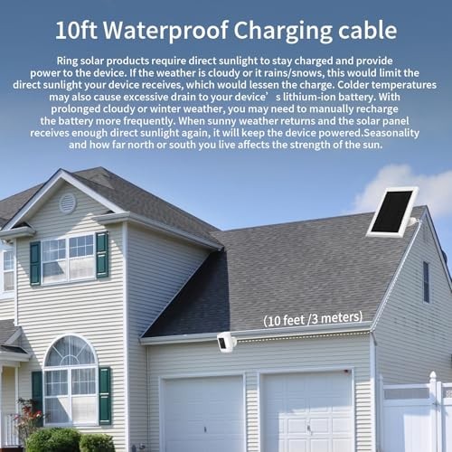 2 Pack 5W Solar Panels for Ring Camera, 10FT Cable, Waterproof & Dustproof Secur