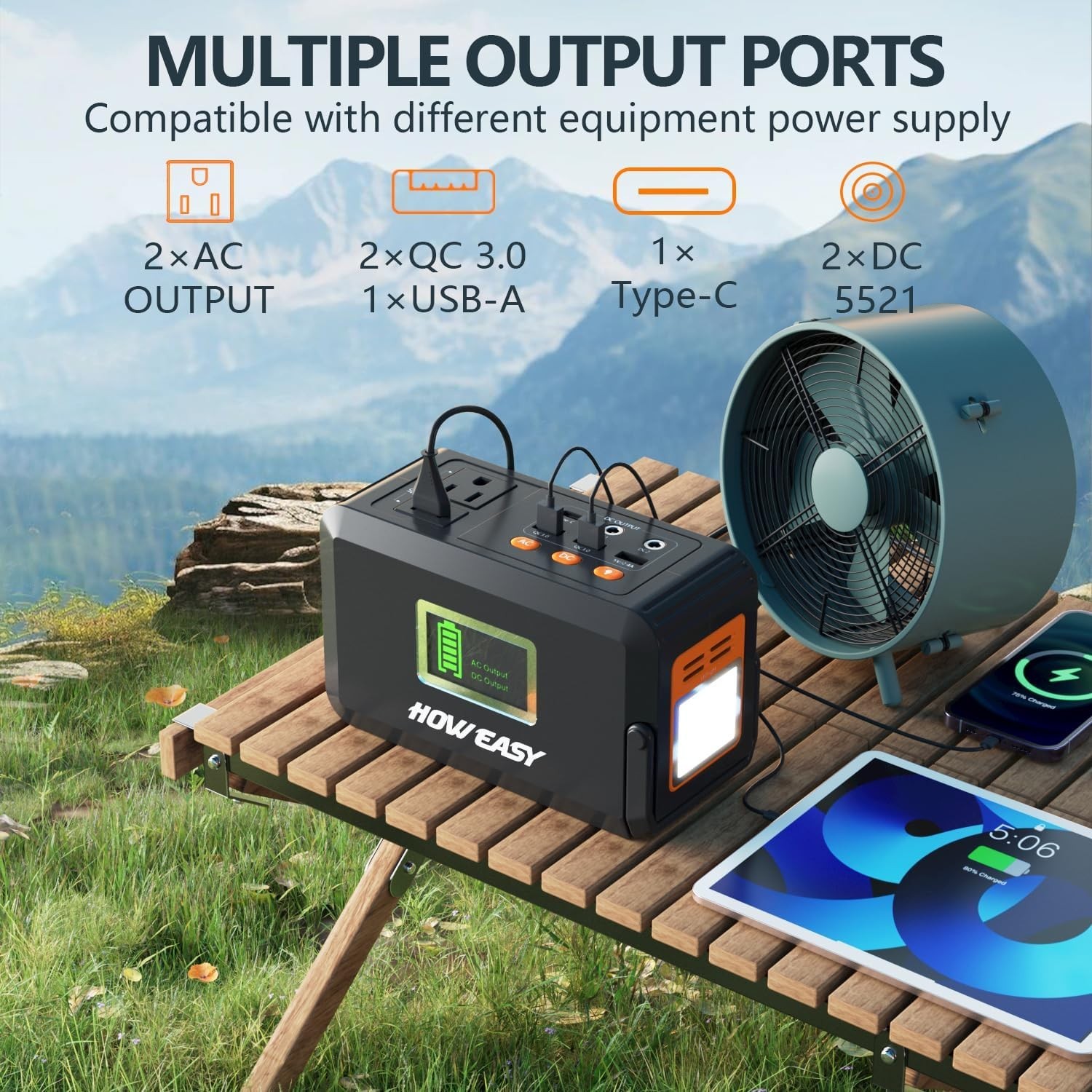 Portable Power Station,120W240W Peak Solar Generator,88Wh Lithium Battery Pow…