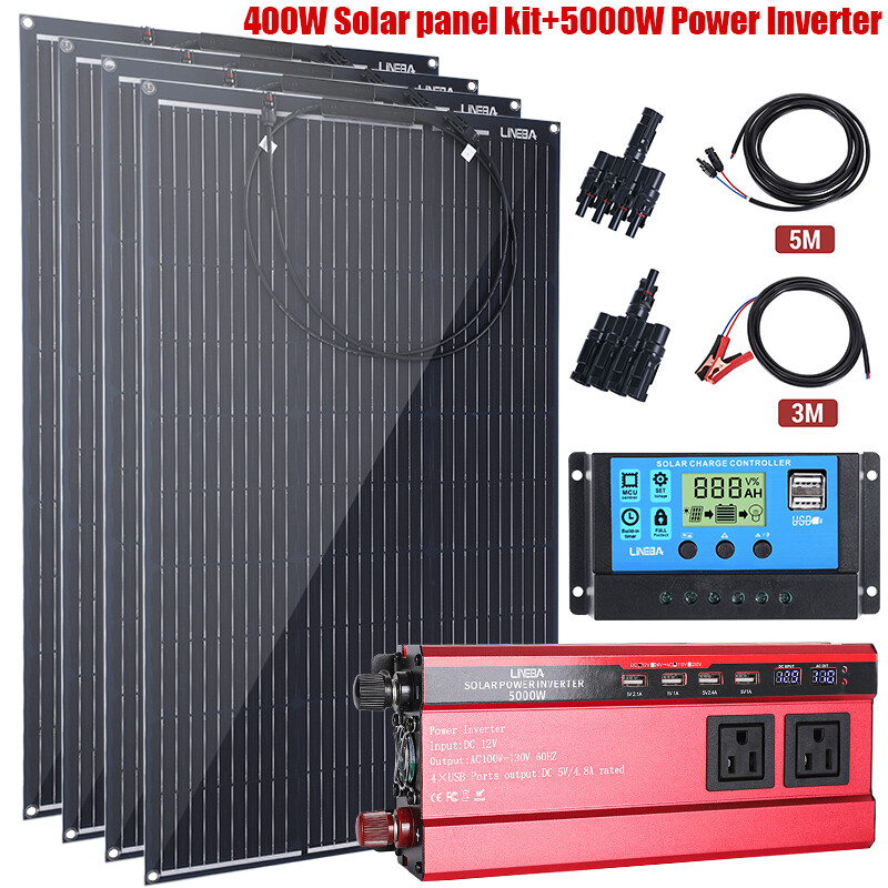Complete Solar Panel Kit with 5000W Inverter & Controller Home 110V Grid System