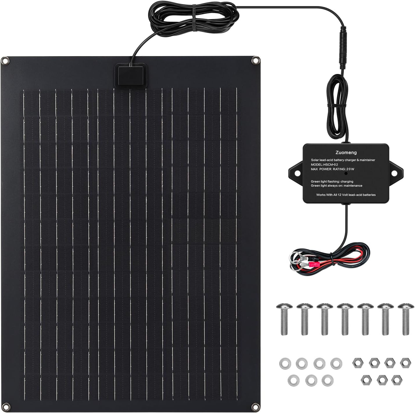 Solar Battery Charger Maintainer 20W Solar Panel Kit for Dump Trailer Built-In