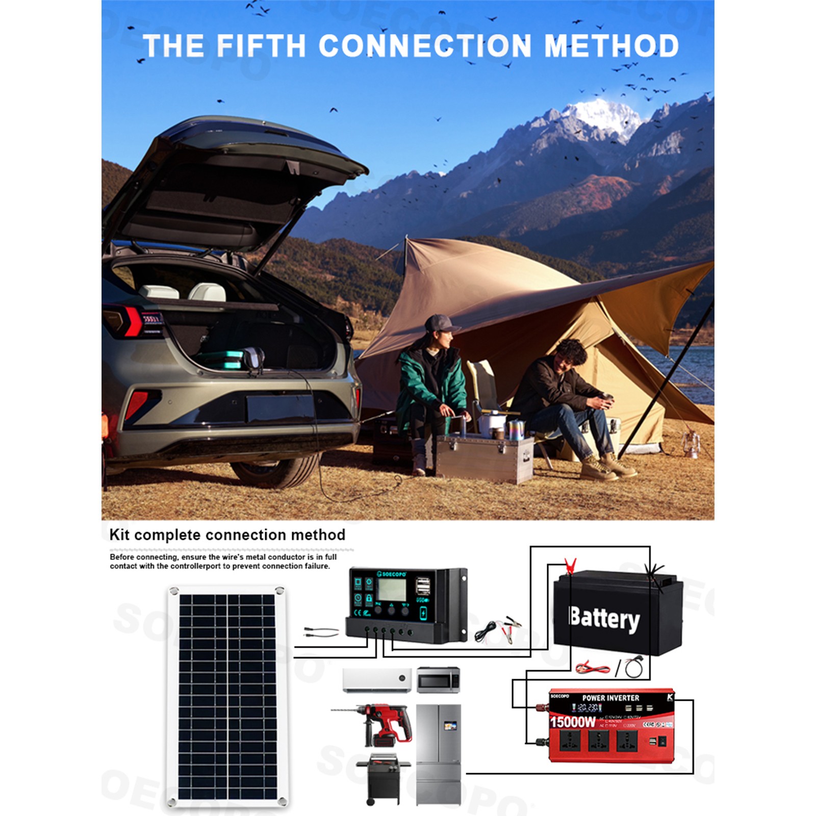 SOECOPO 15000W Solar Power System Kit | 200W Panel + Controller + Inverter