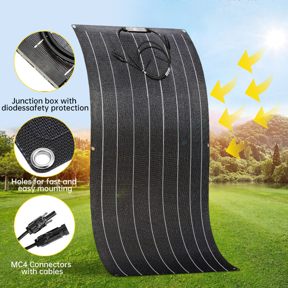 200 Watt Flexible ETFE Mono Solar Panel 18V 12V Car Boat RV Home Rooftop Camping