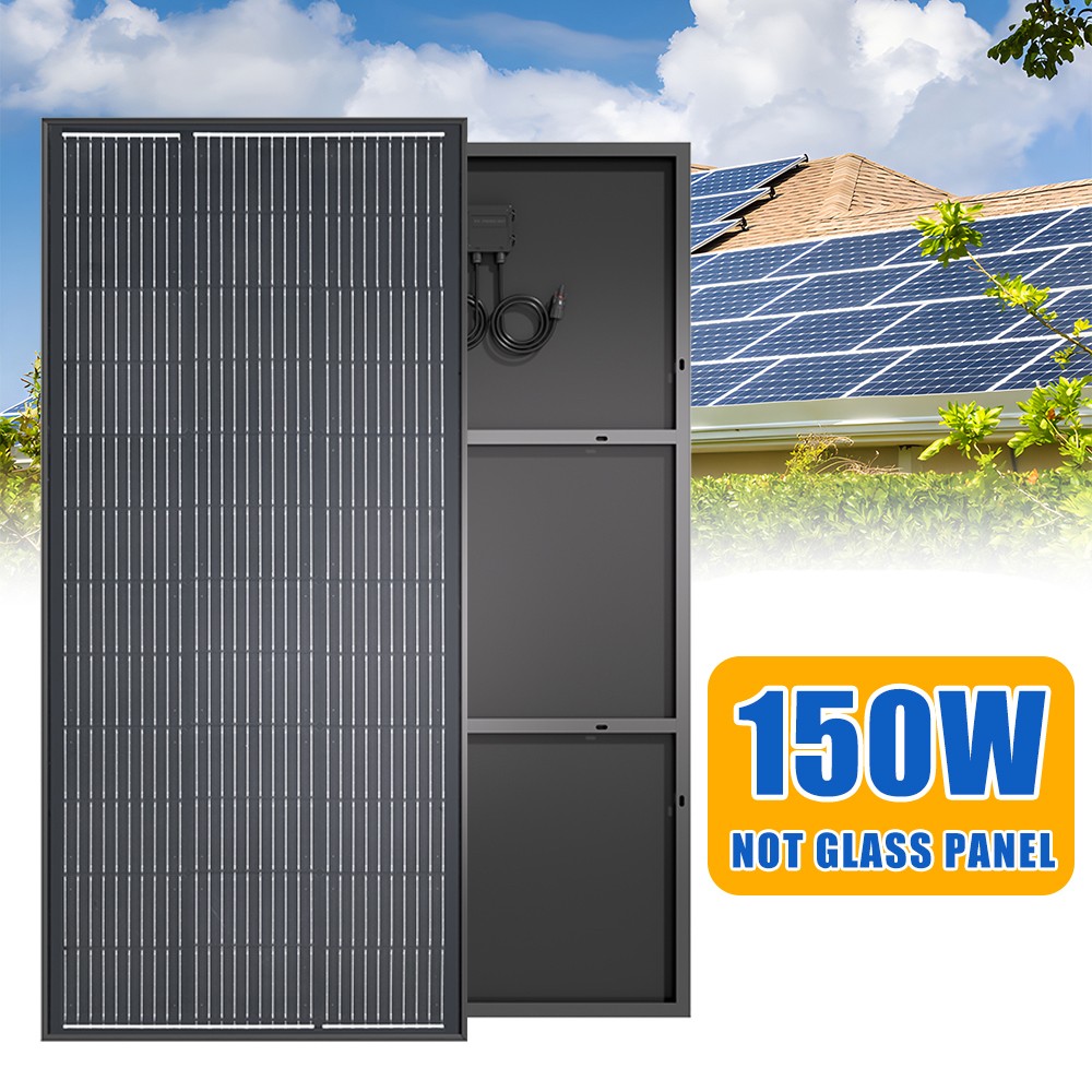 150W Solar Panel Monocrystalline 12V Battery Charging for Home RV Boat Not Glass