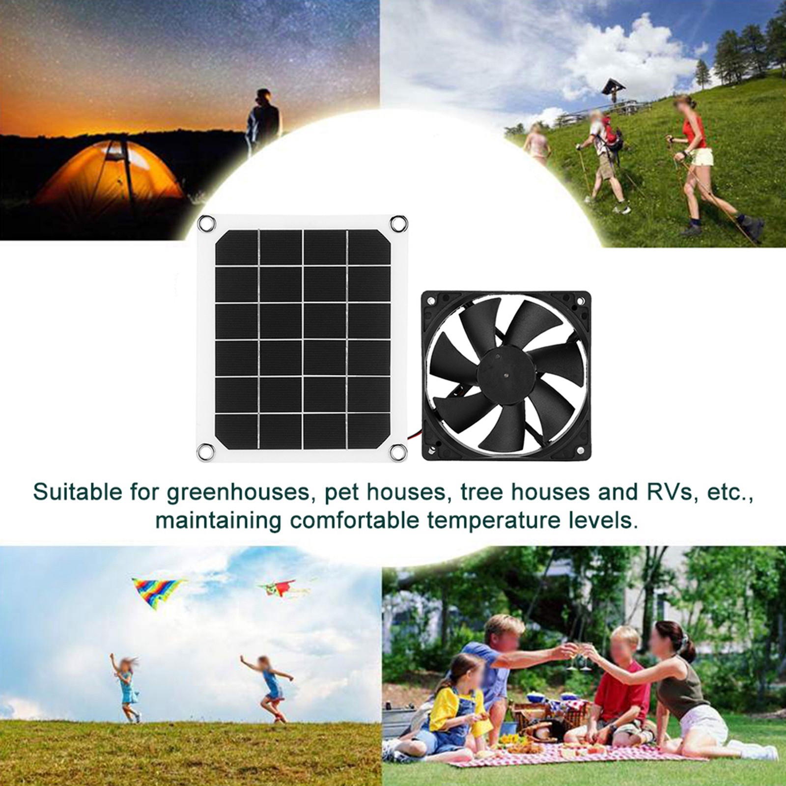 6V Solar Powered Exhaust Fan Solar Panel Fan 10W For Greenhouse Shed Attic