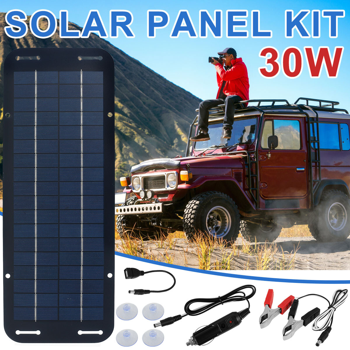 12V Solar Panel Kit Waterproof Trickle Battery Charger Powered for Car RV Lot