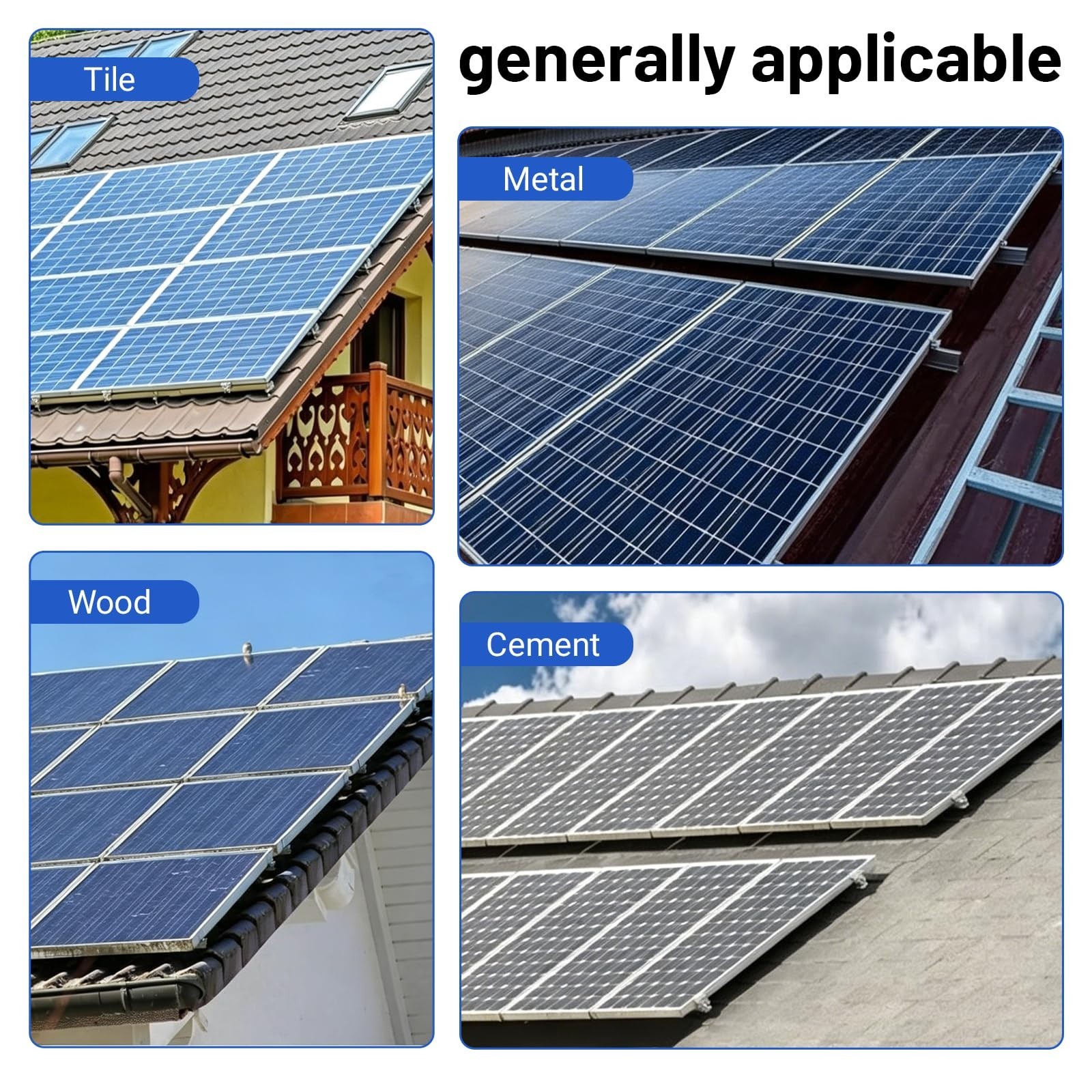 10Pcs L Foot Solar Mount Brackets, Aluminum PV Panel Mounting Kit, Waterproof Ro