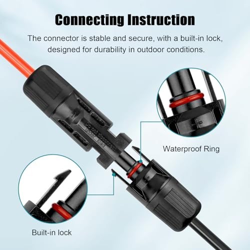 10 AWG Solar Extension Cable 40FT (20FT Black + 20FT Red) – Tinned Copper Wire f