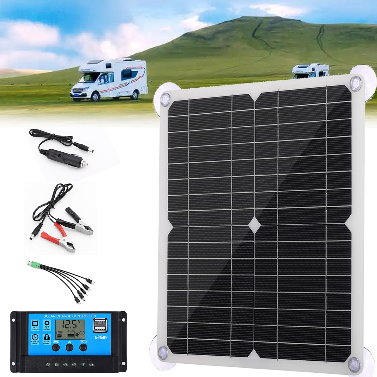200 Watts Solar Panel Kit 100A 12V Battery Charger with Controller Caravan Boat