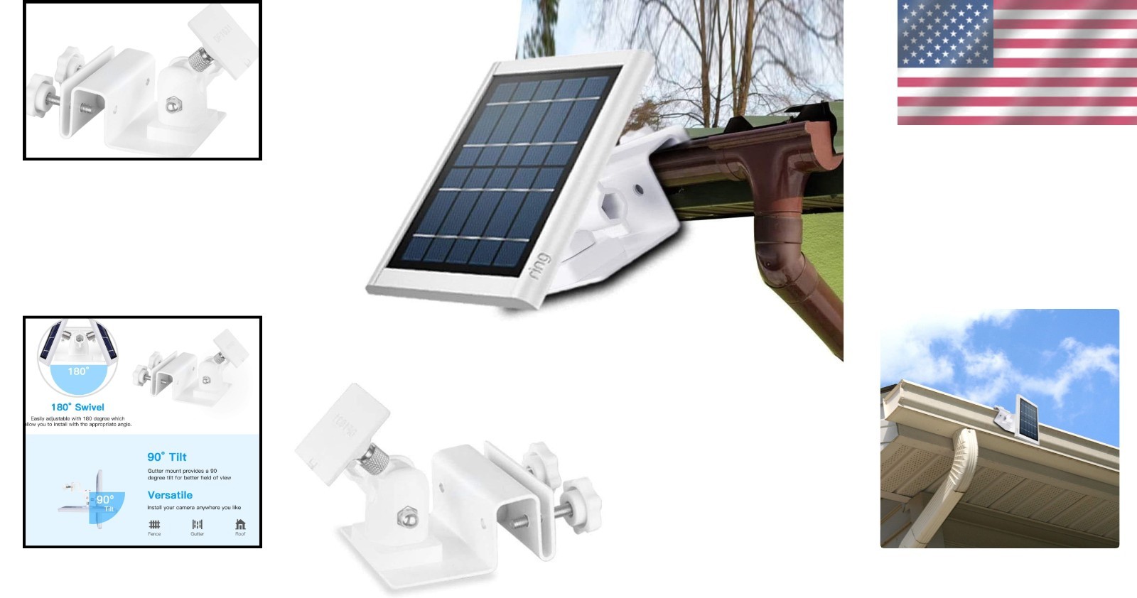 Weatherproof Aluminum Gutter Mount for Ring Solar Panel – Adjustable & Durable