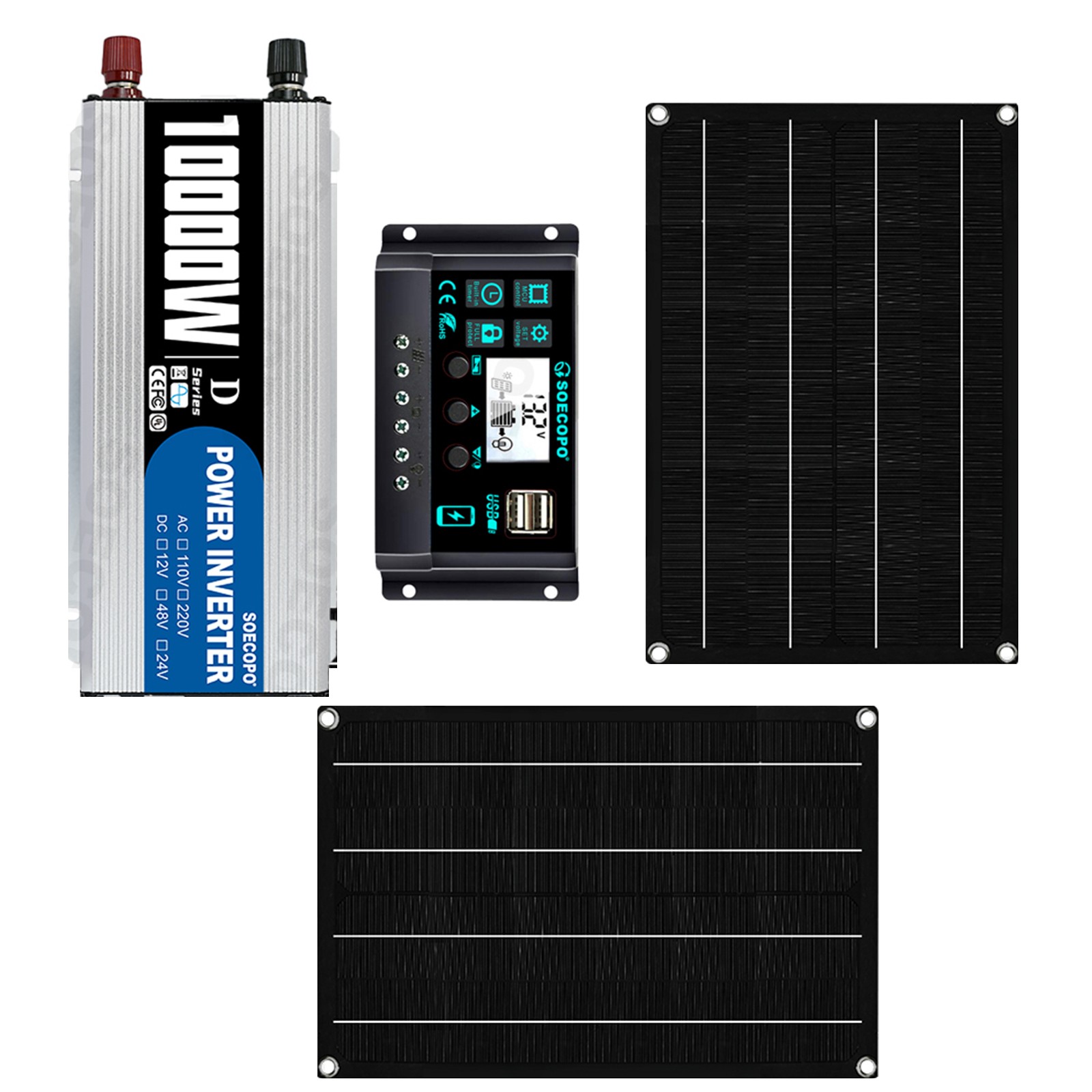 10000W Solar Starter Kit 2x High-Yield Solar Panels + 100A Charge Controller