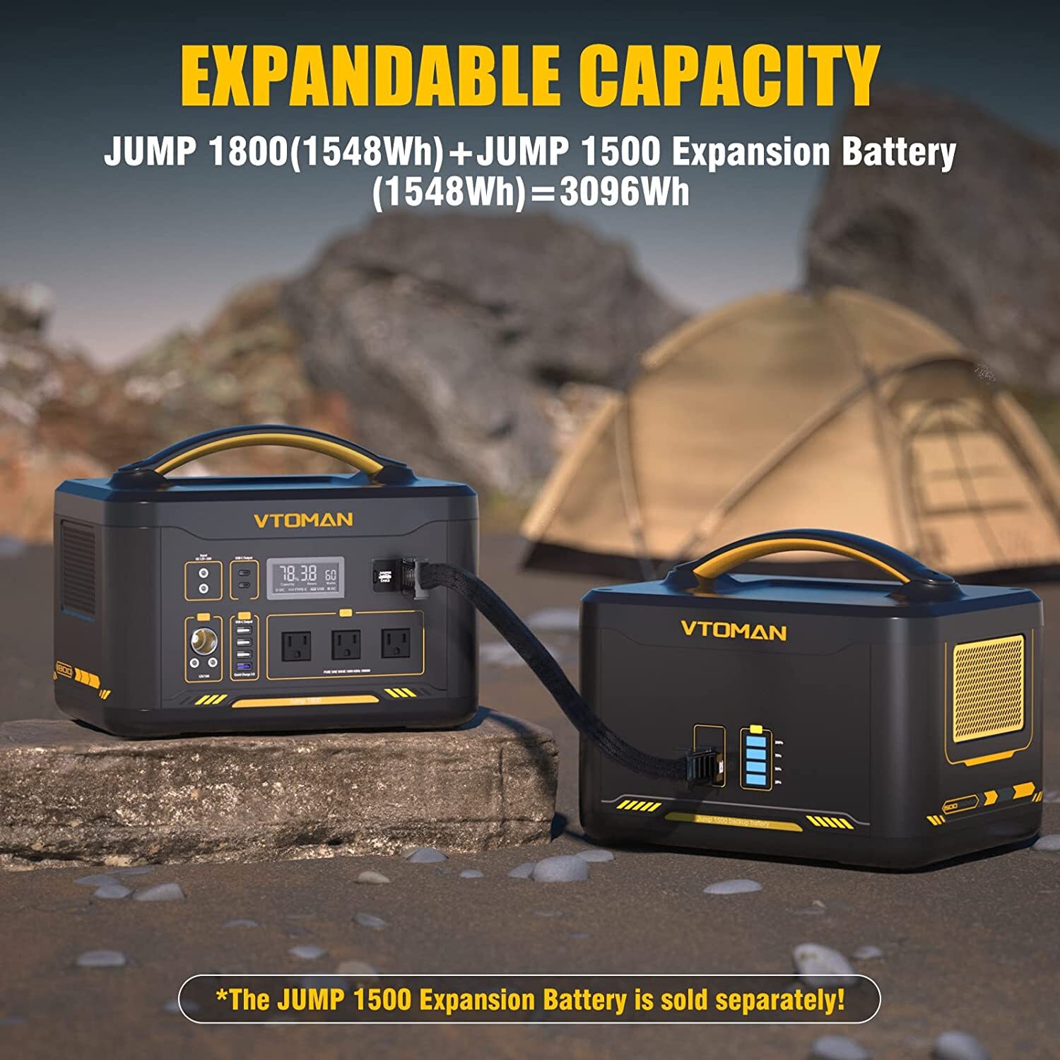 VTOMAN Jump 1800 Portable Power Station 1800W With Extra Battery 3096Wh Capacity