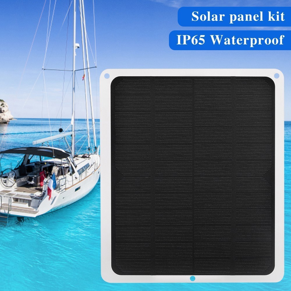 20W 12V Waterproof Solar Panel Kit with Cigarette Lighter & Alligator Clips USA