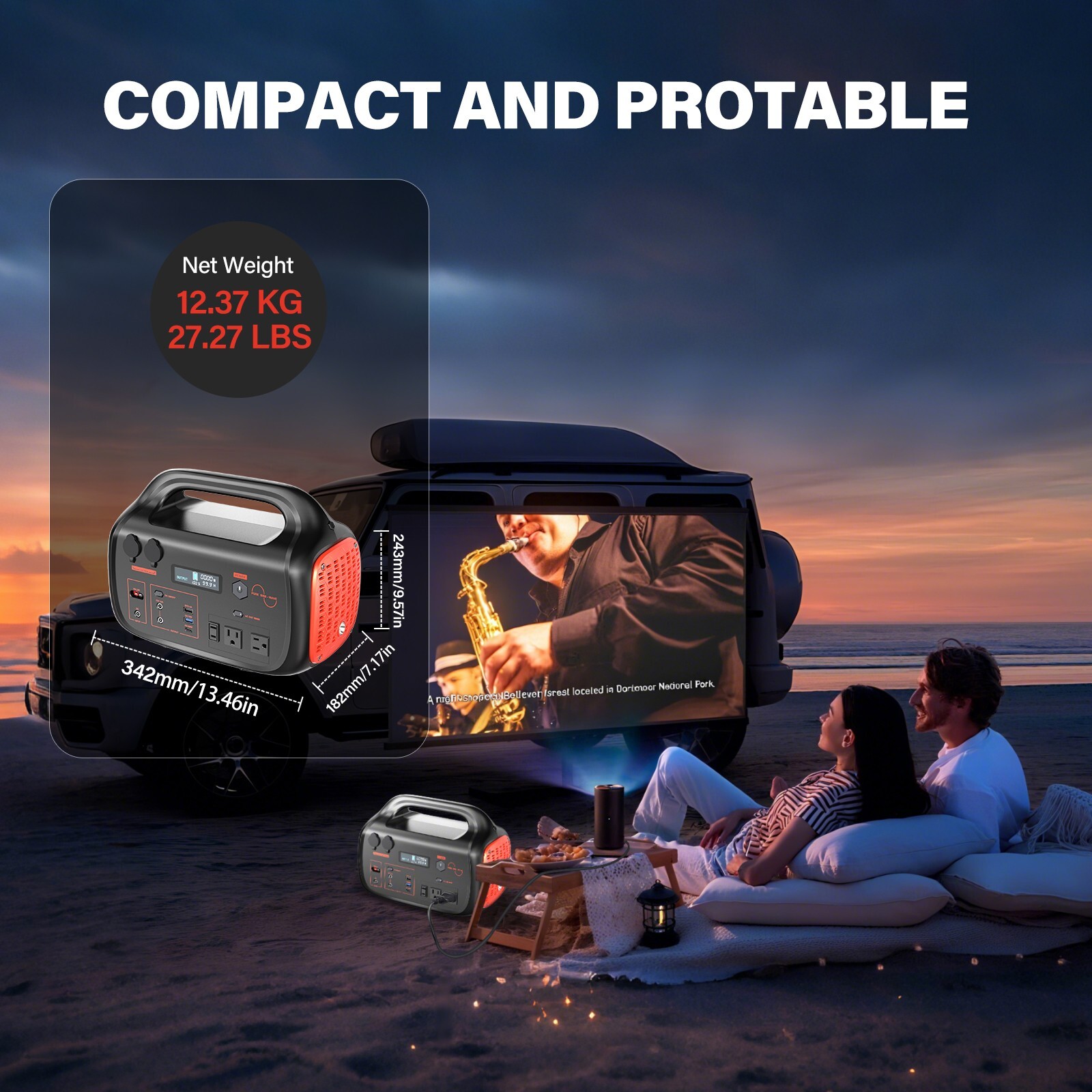 600W Portable Power Station 655Wh Solar Generator for Camping Emergency Backup
