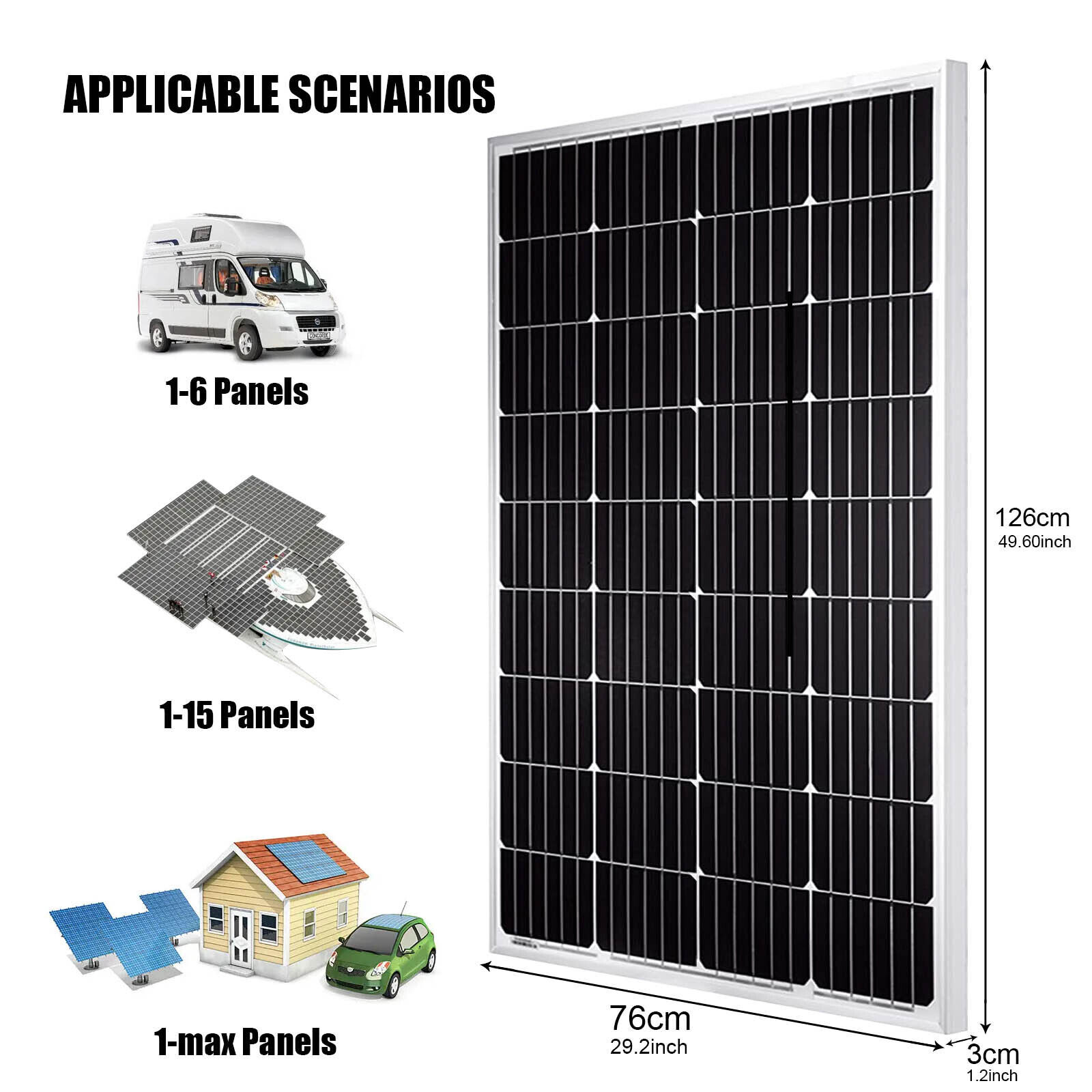 200W Watt Mono Solar Panel Kit W/30A MPPT Battery Charge Controller For Home RV