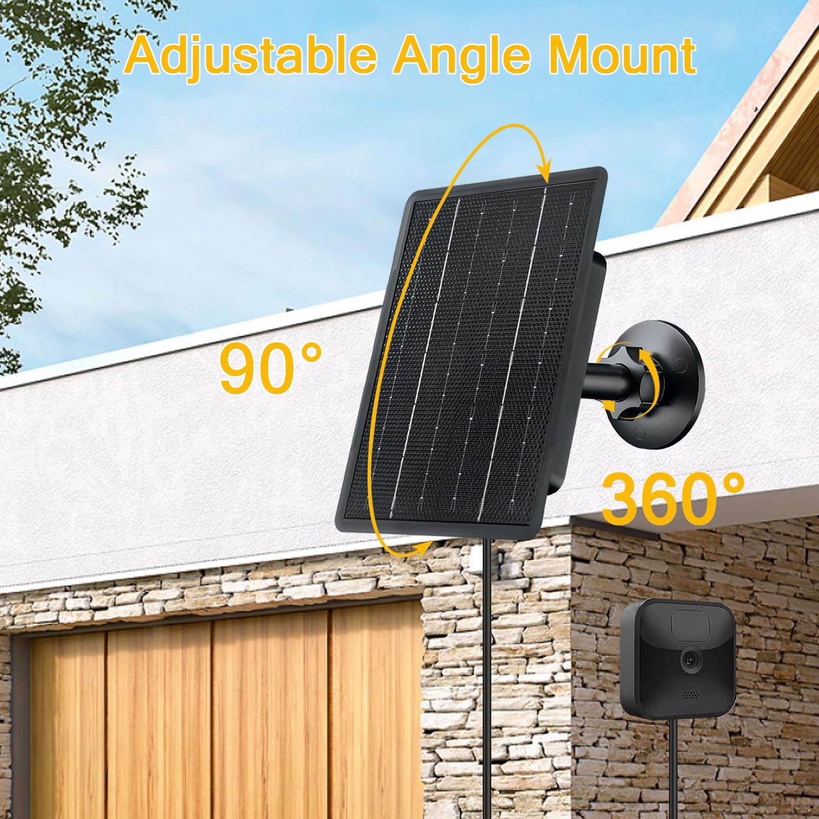 4W Solar Panel Charger for Blink Outdoor Camera, USB Power with 9.84ft Cable, Ad
