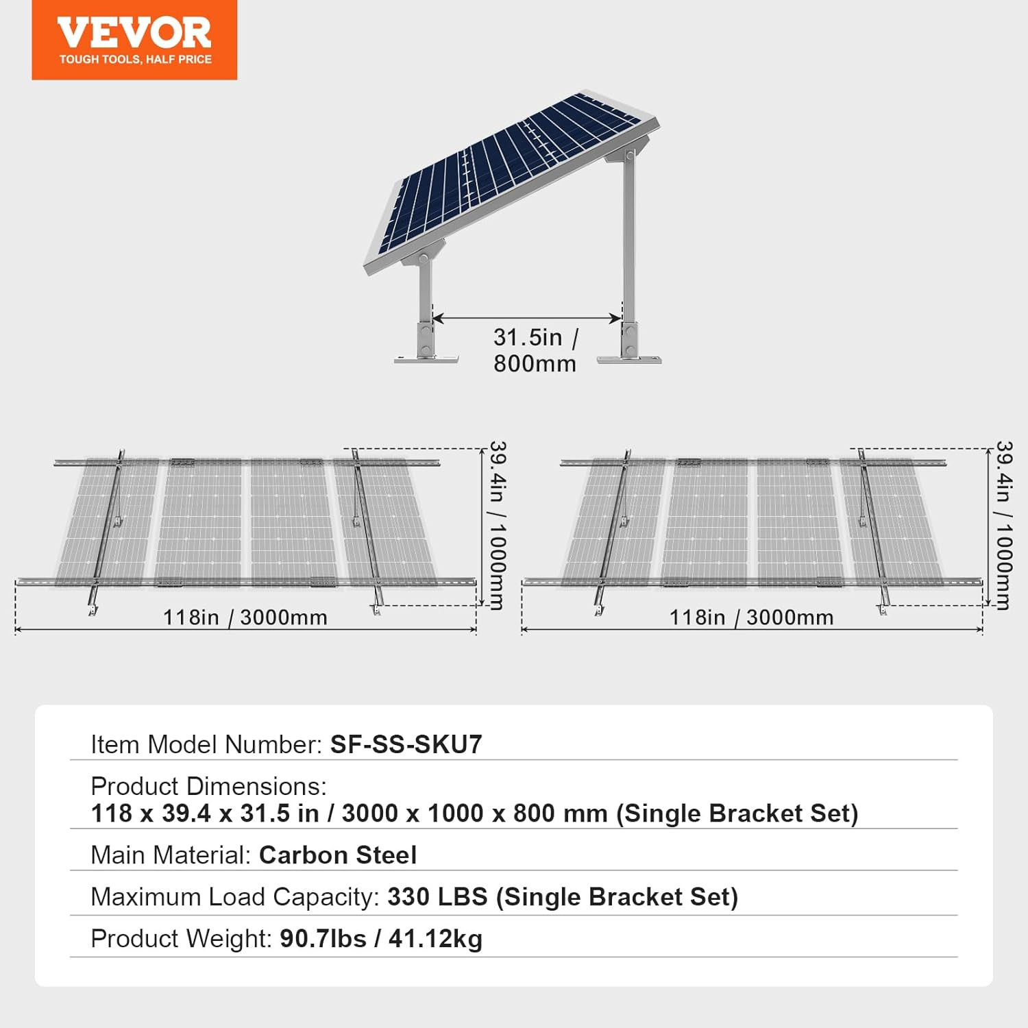 Adjustable Solar Panel Mounting Brackets for Off-Grid Use – 2 Set
