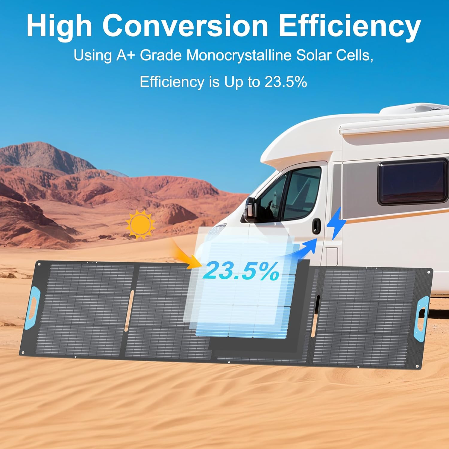 220W Portable Solar Panel with QC3.0 USB-A &Type-C, 23.5% Solar Efficiency ETFE