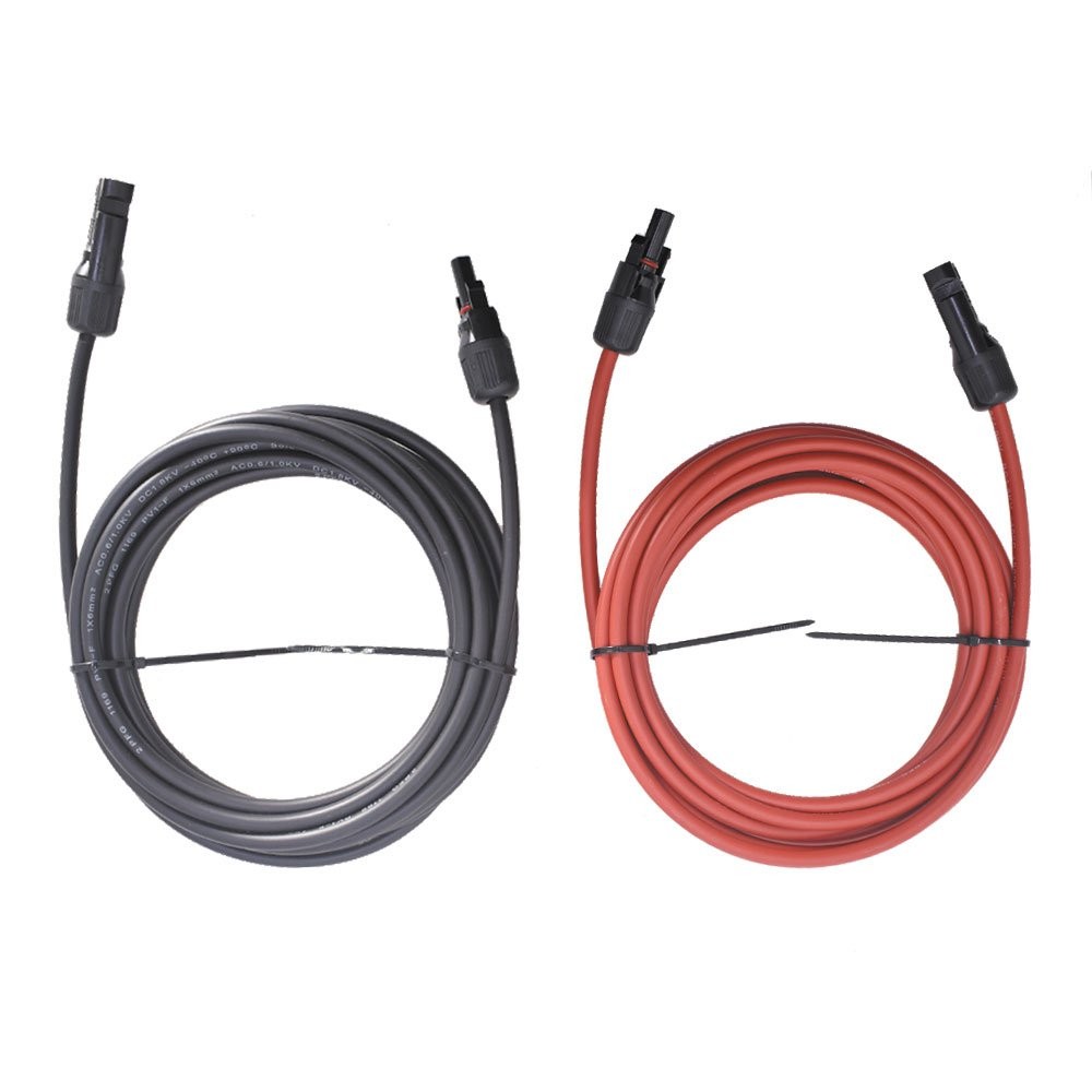 High Quality 10 AWG 15 FT Solar Panel Extension Cable Wire Connector Black + Red