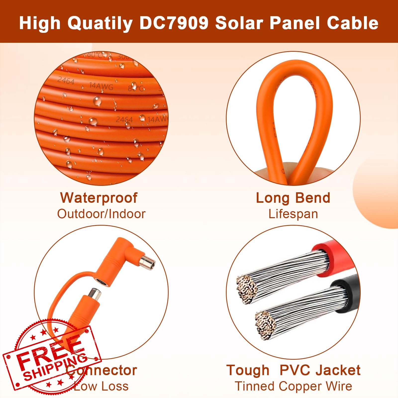 MOOKEERF 15FT Solar Panel Extension Cable