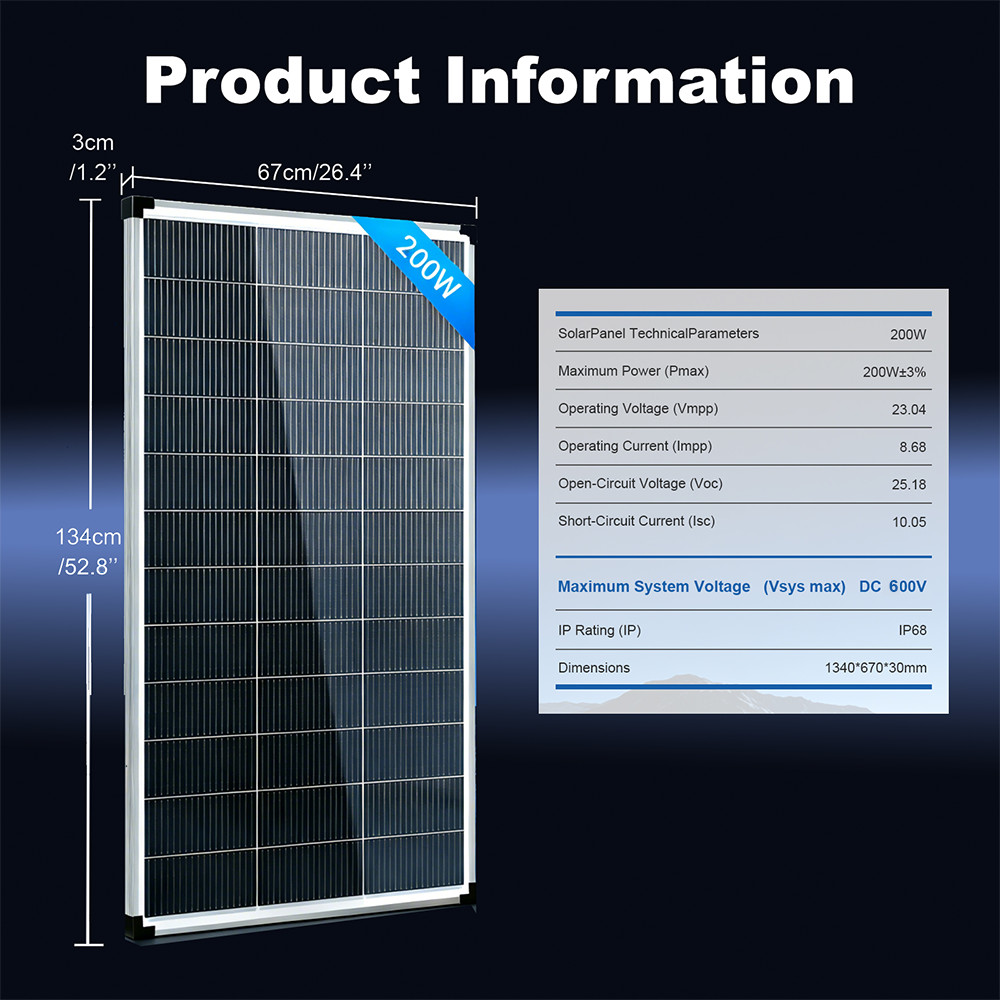 800W Solar Panel (200W*4)18V Monocrystalline Power RV Home Boat Camping Off-Grid
