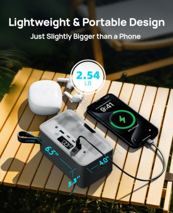 Estación de Energía Portátil LiFePO4 89,6Wh, 100W/200W Pico, AC, PD y Solar