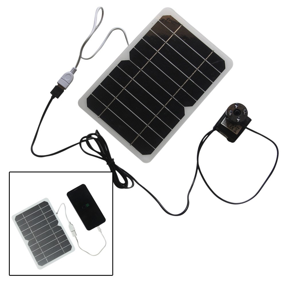 Solar Fountain Pump 5W for Garden Pond Bird Bath with USB Output Connector