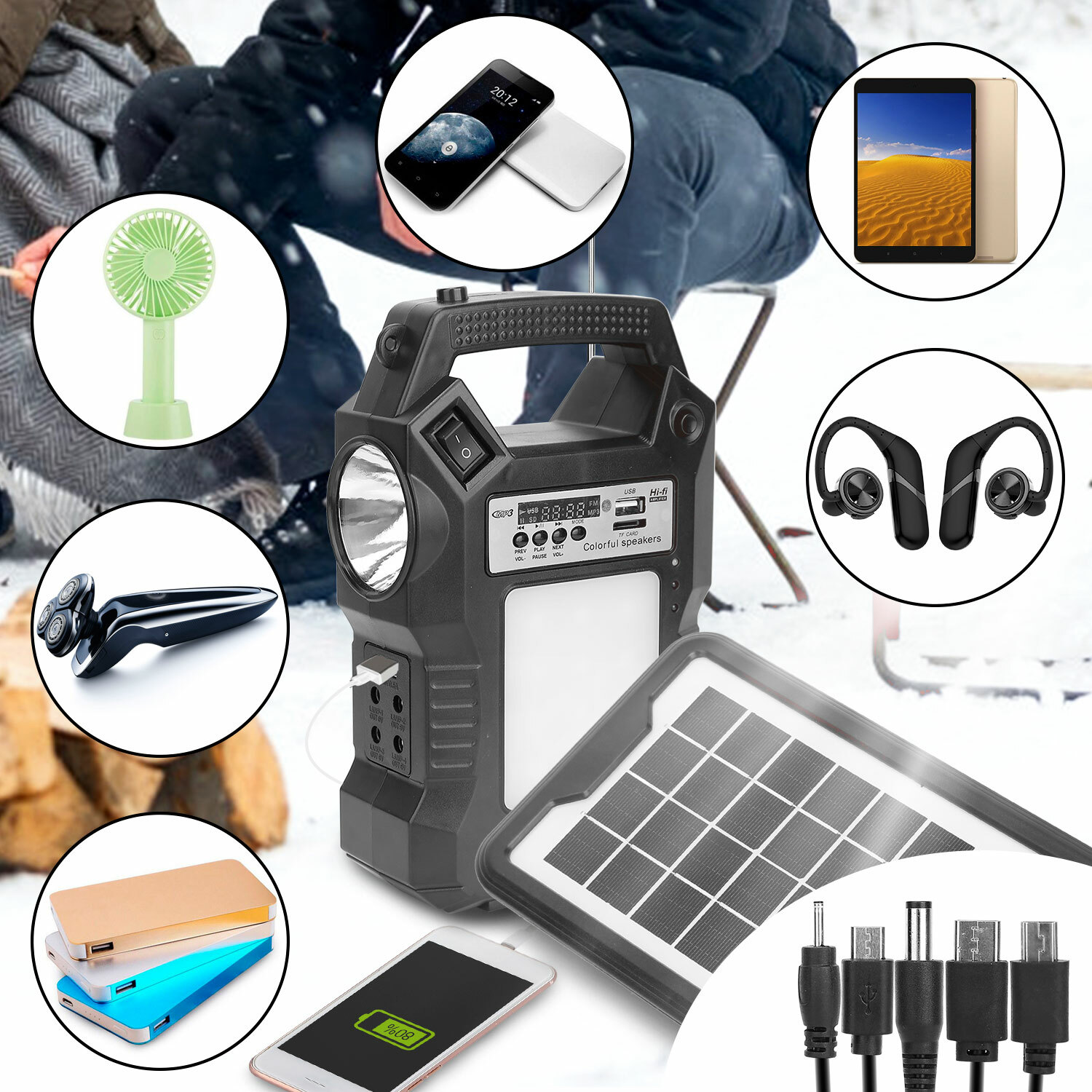 Portable Solar Power Station Generator Rechargeable Backup Emergency Power Bank