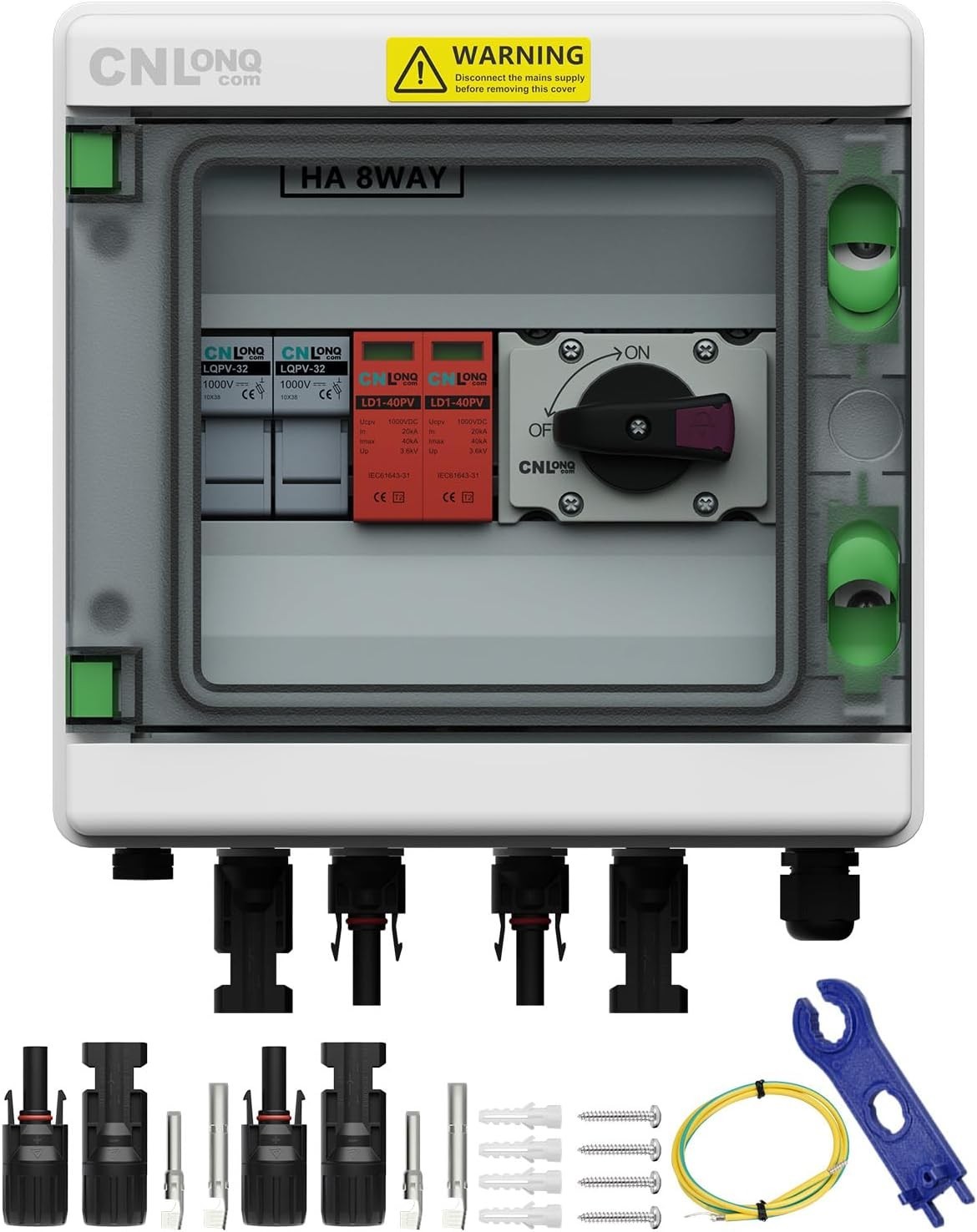 Solar Panel Surge Protector Box – 32A Circuit Breaker, Fuses