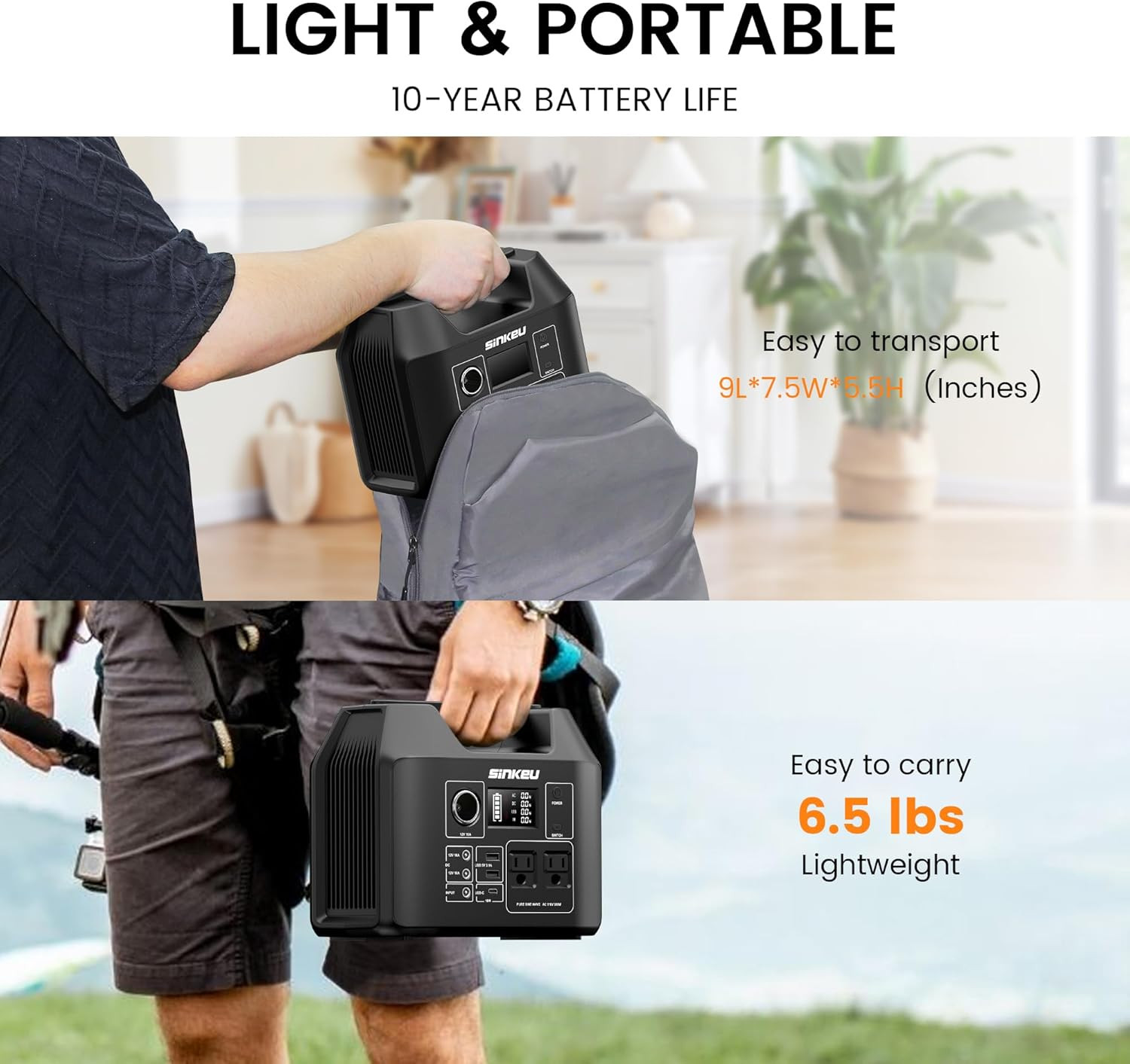 Sinkeu Portable Power Station 80000Mah,256Wh Lifepo4 Battery Backup,300W AC Outl