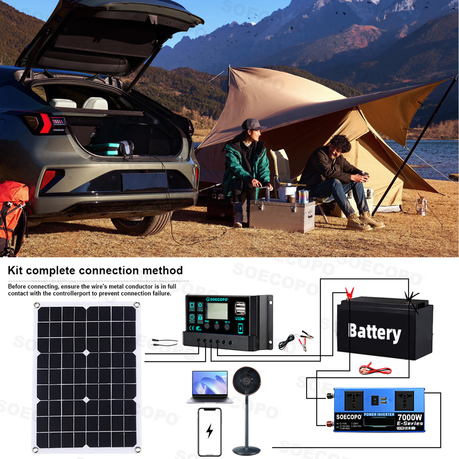 7000W 100A 110V Solar Panel Kit Complete Solar Power Generator Home Grid Syste