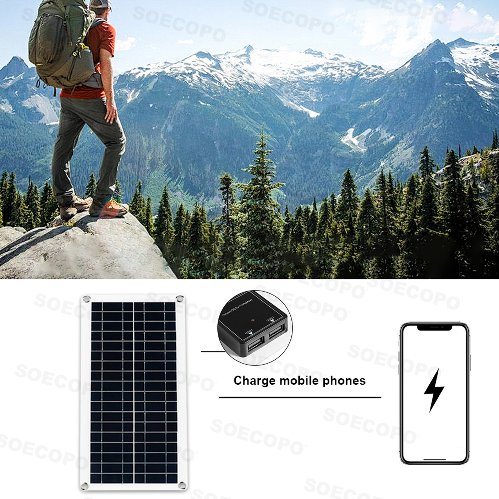 7000W Solar Kit 12V 110V Inverter Battery ChargerLighting/Camping 200W PanelJY