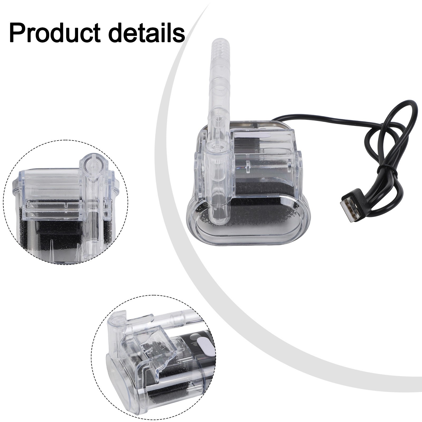 Wall Filter for Fish Tank with USB Pump and Adjustable Water Circulation
