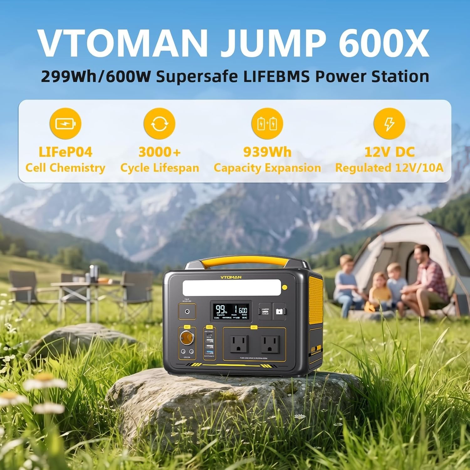 Portable Solar Power Station 600W: Jump 600X LiFePO4 Battery ]]