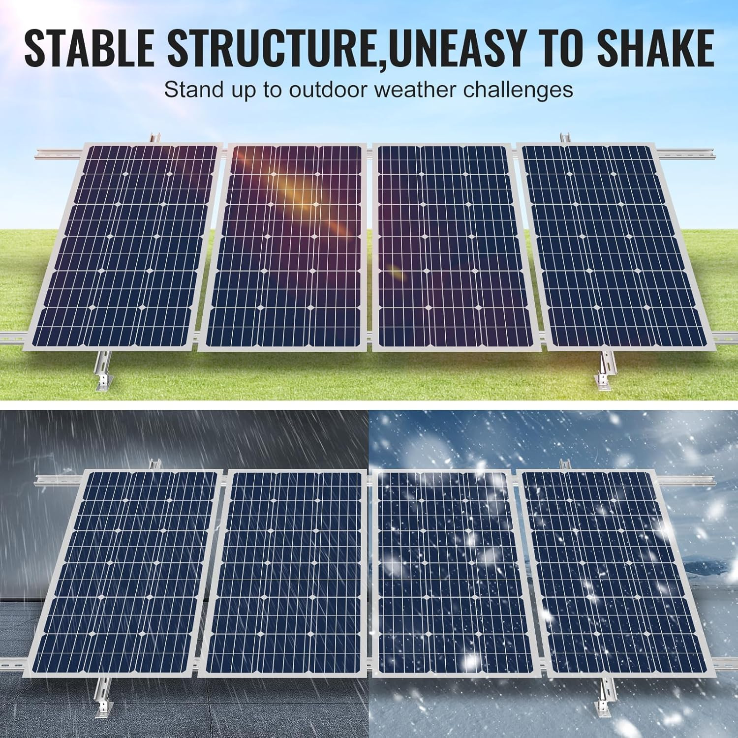 Adjustable Solar Panel Mounting Brackets for Off-Grid Use – 2 Set