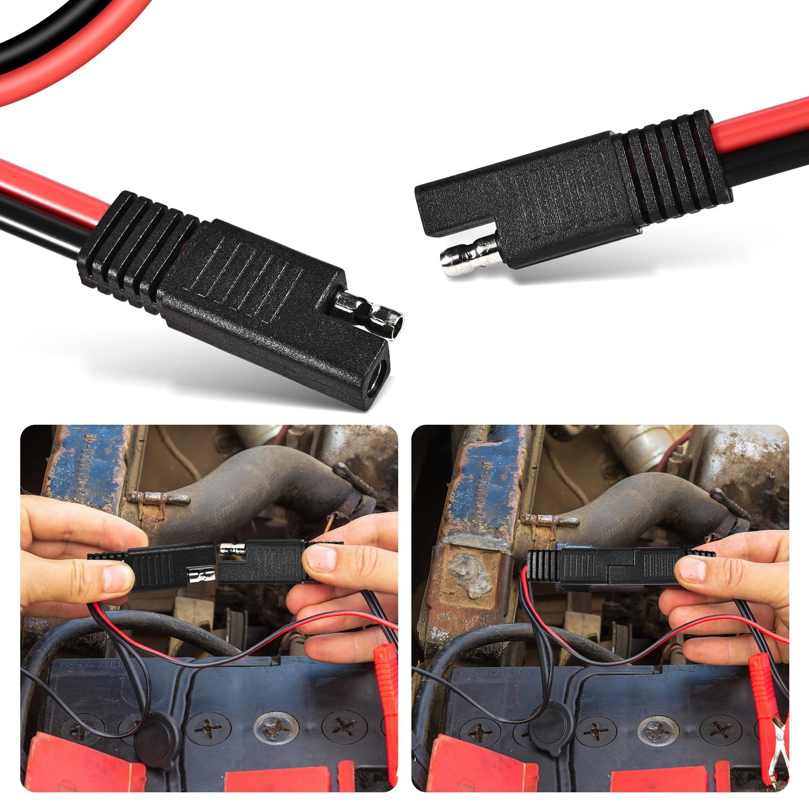 2-Pack 2 Pin Quick Disconnect Polarized Wire Harness, 1FT 10AWG SAE Connector…