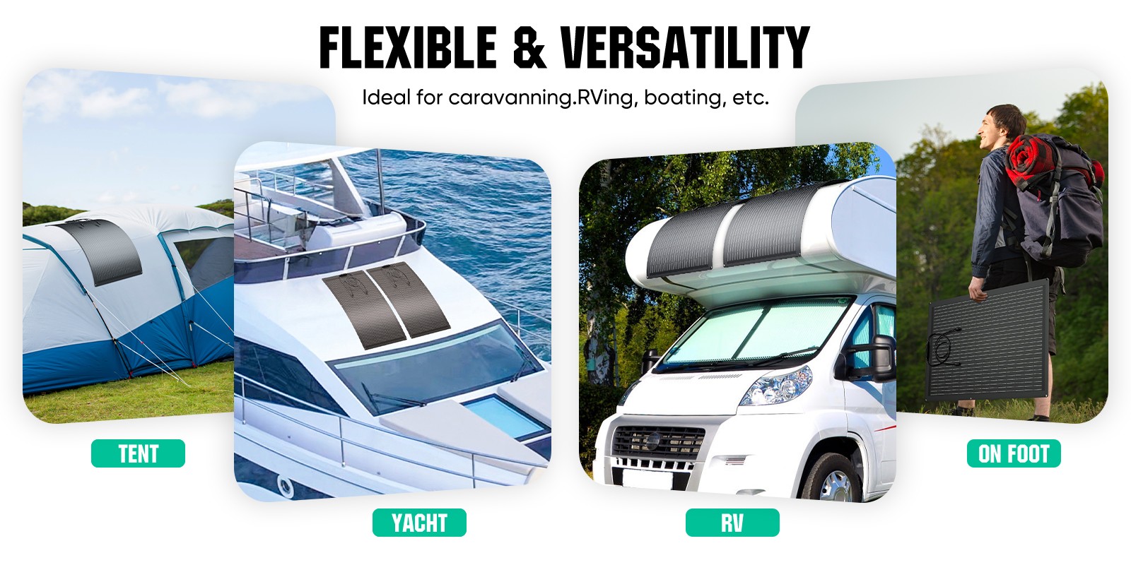 Flexible 600W Mono Solar Panel 12V Power Portable Camping Home RV Battery Charge