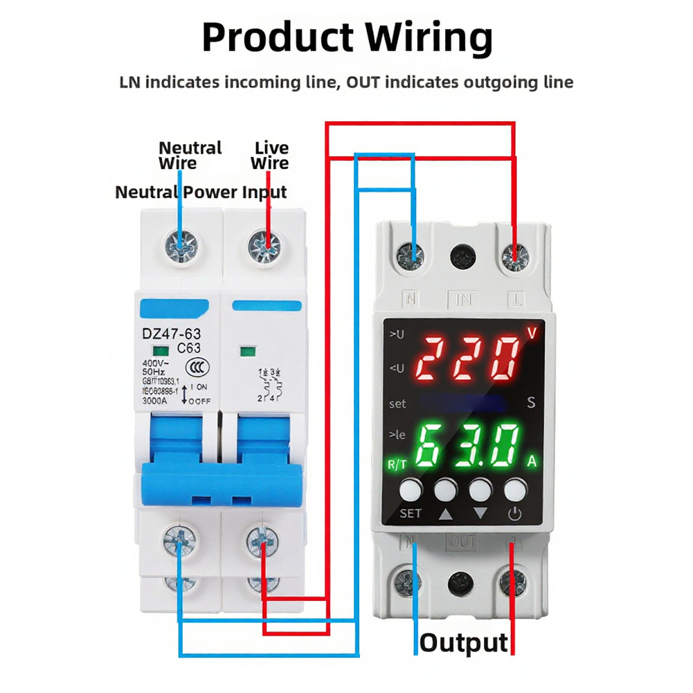 Voltage Protection Device with Real Time Dual LCD Display for AC80V to 300V