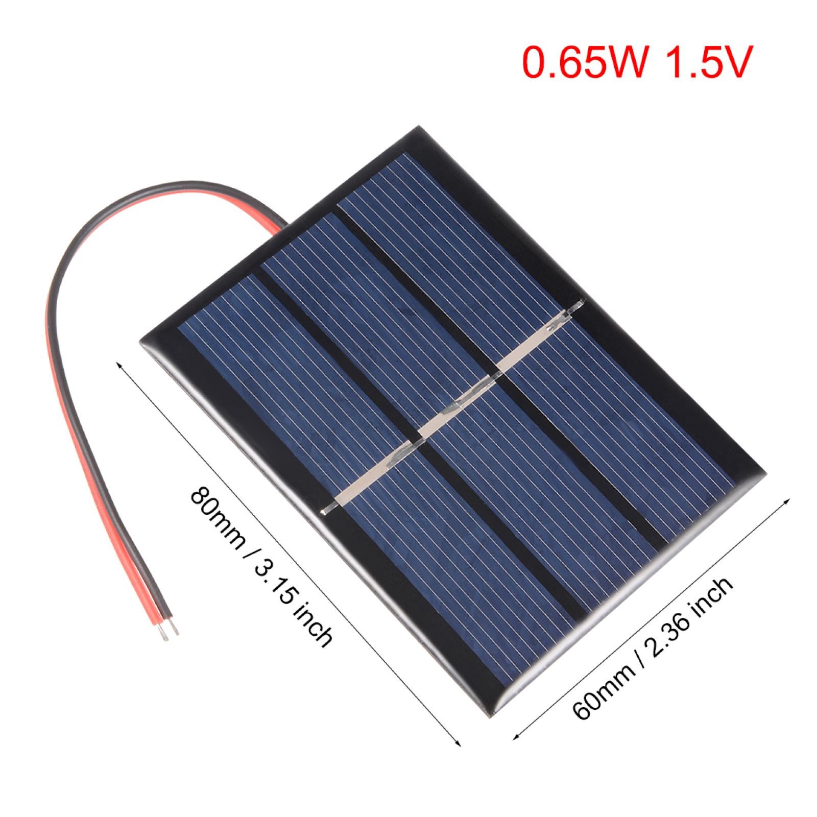 5Pcs 0.65W 1.5V Solar Panel Module DIY Polysilicon with 145mm Wire