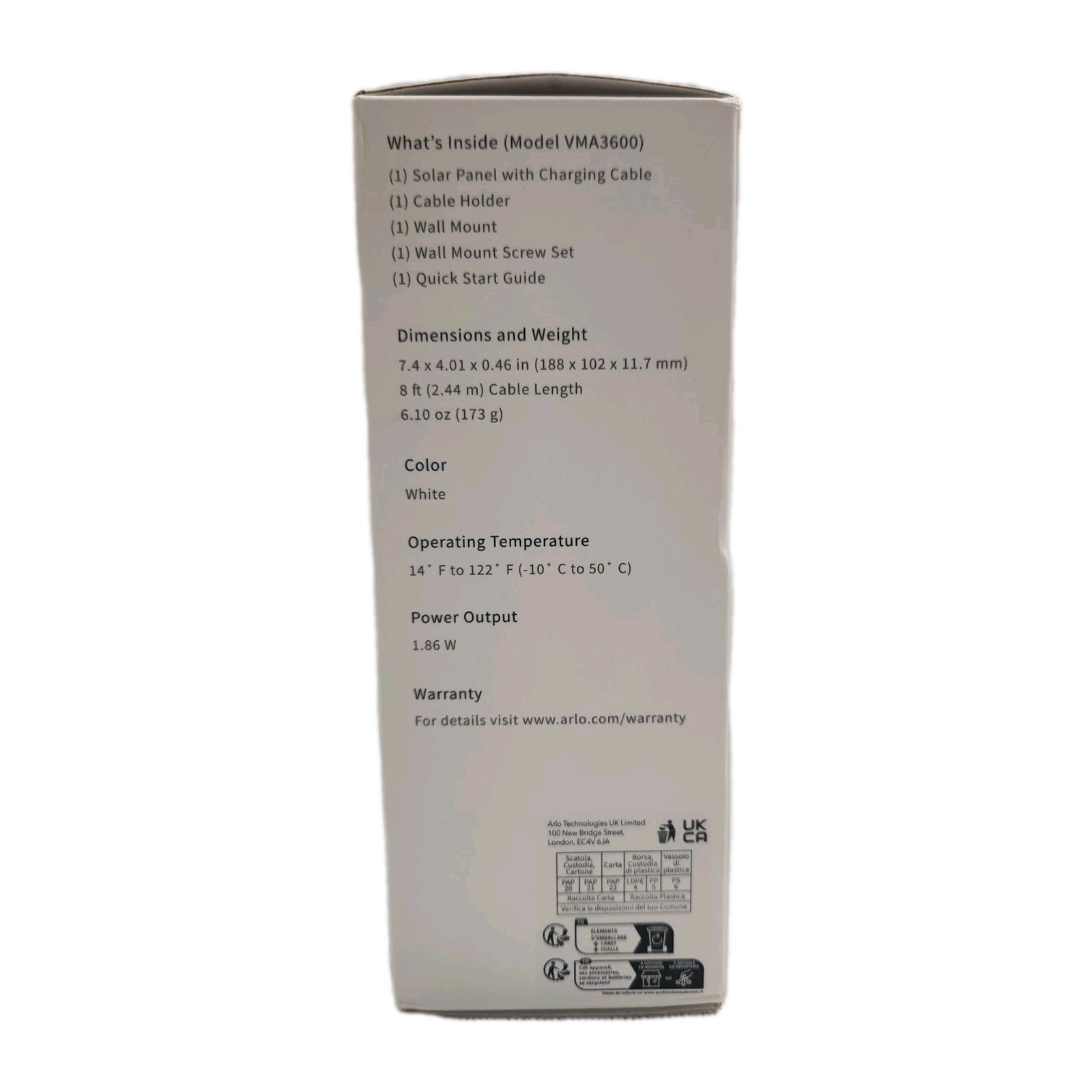 Arlo Essential Solar Panel Charger VMA3600 Micro USB Cable Model [BRAND NEW]