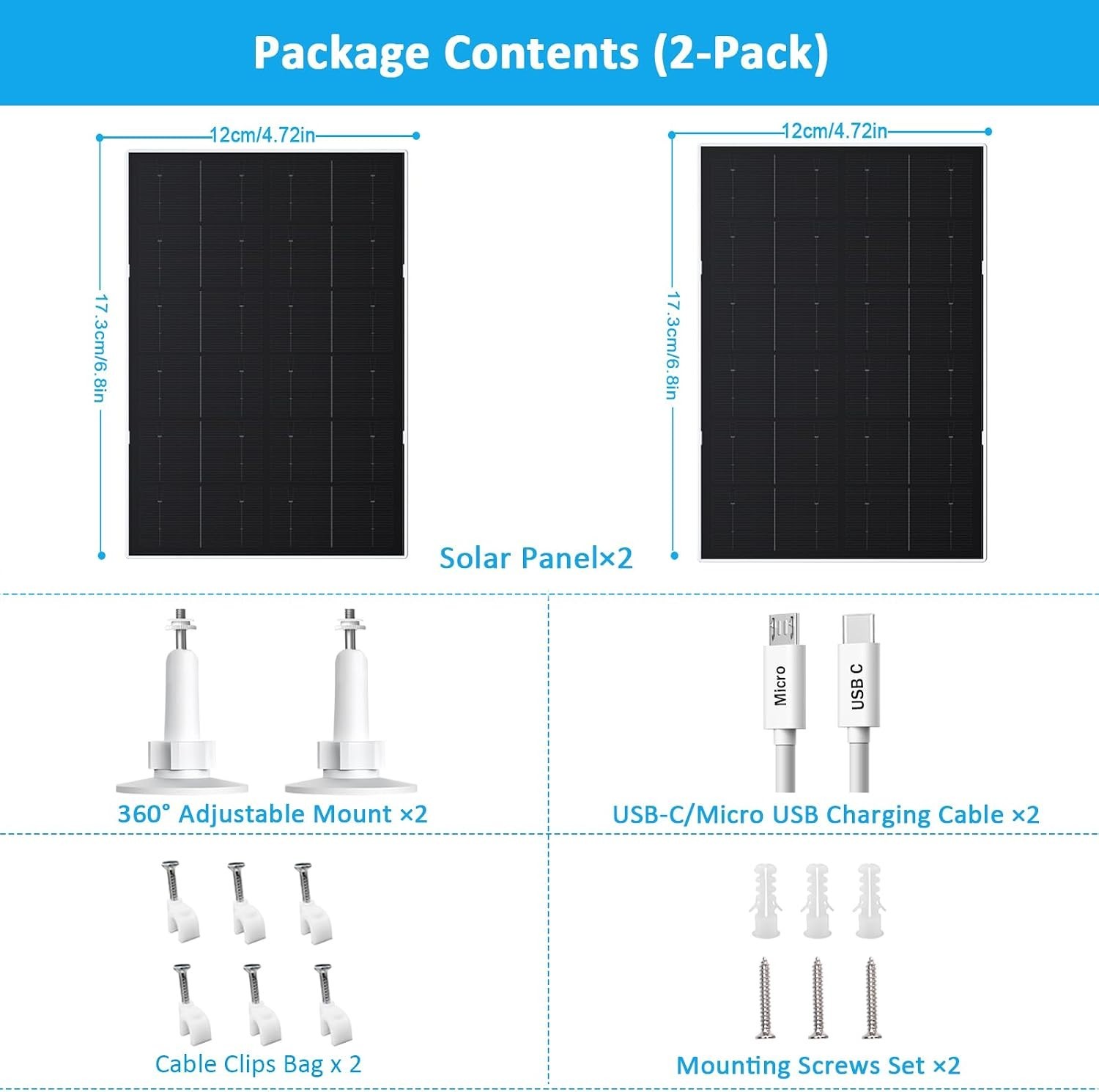 USB Solar Panel for Security Camera, 4W Solar Charger for Rechargeable Batter…