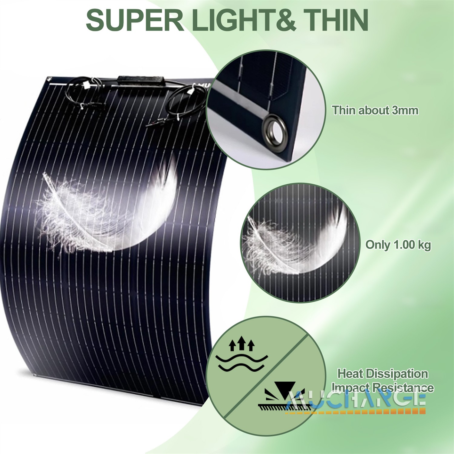200W Flexible High Effciency Solar Panel Kit Sunshed RV Battery Charge Boating