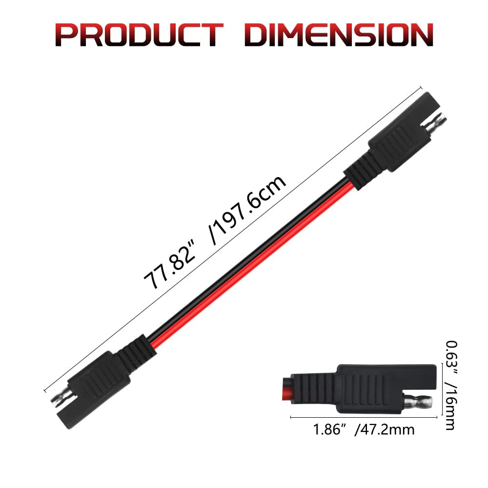 4 PCS SAE Extension Cable Quick Disconnect Wire Harness SAE Connector 18AWG 6…