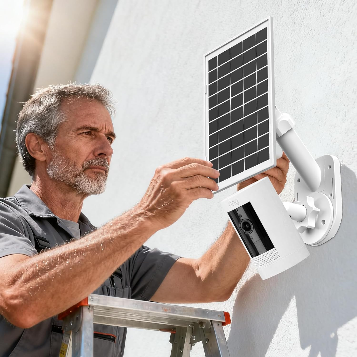 Solar Panel and 2-In-1 Wall Mount for Ring Cam, 6W Solar Charger Compatible w…