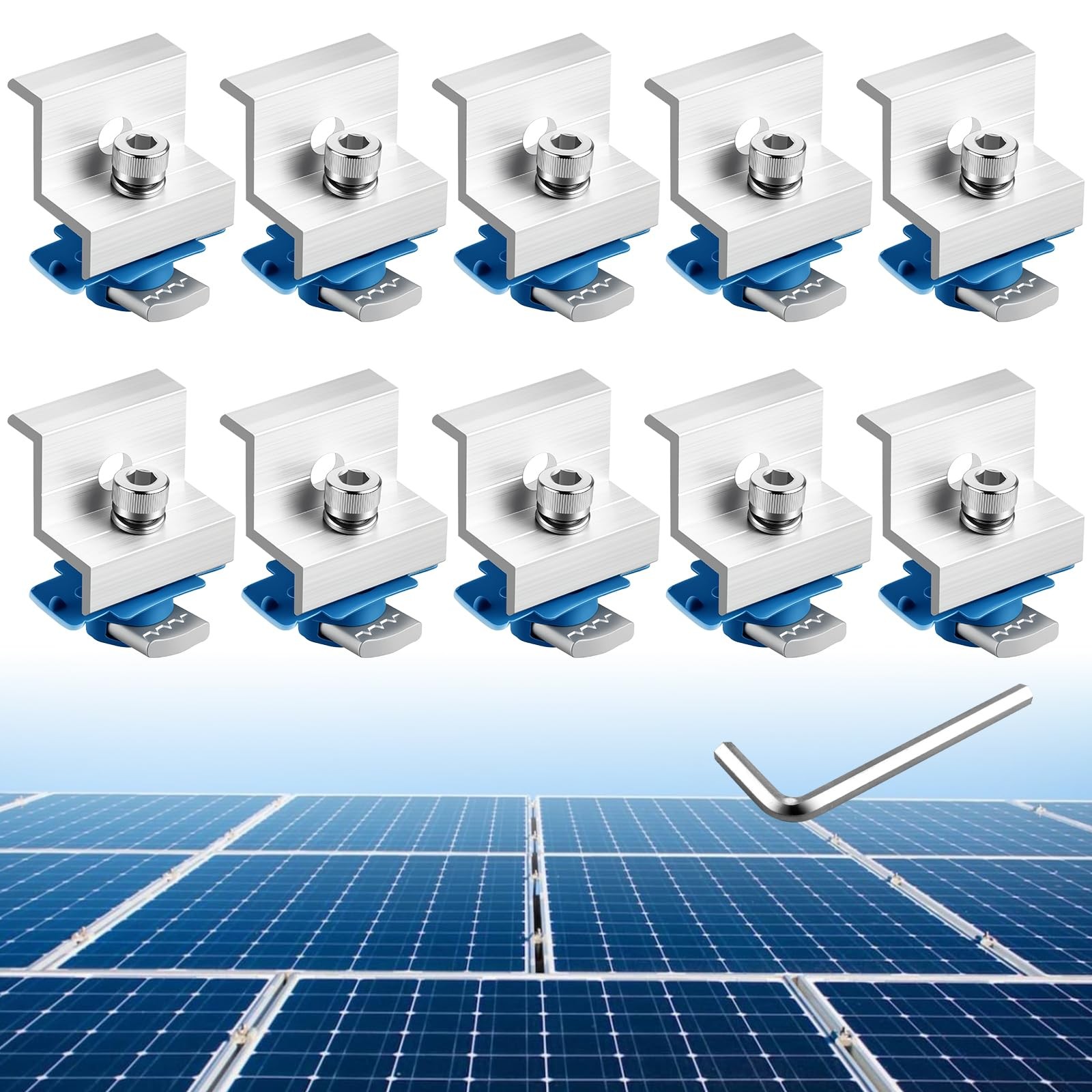 10pcs Solar Panel End Clamp for Standard Unistrut, Aluminum 30mm/35mm Solar P…