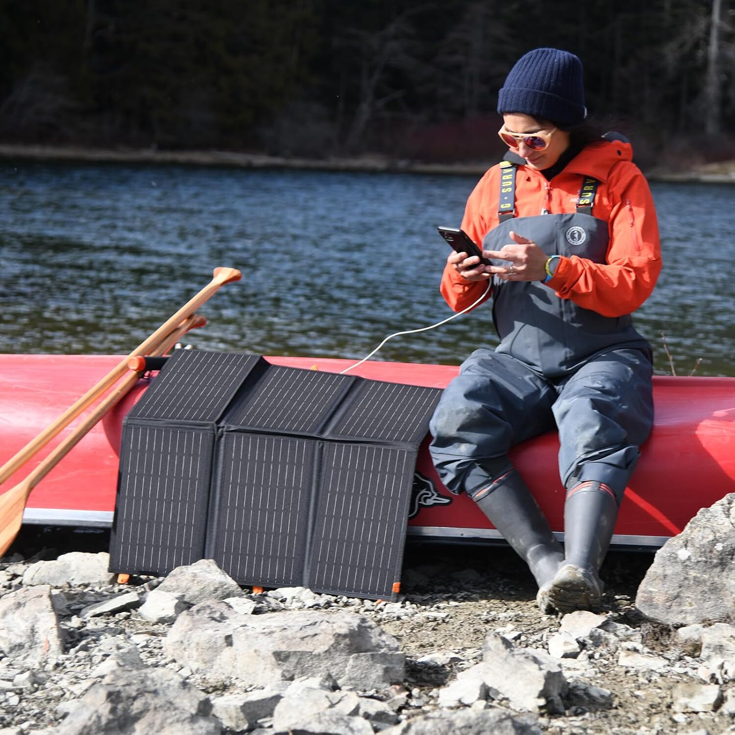 60W Portable Solar Panels Chargers QC3.0 USB-A USB-C DC5521 8Mm Output