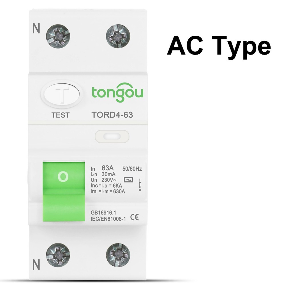 Heavy Duty Type AC Circuit Breaker 2P 63A 30mA for Industrial Power Control