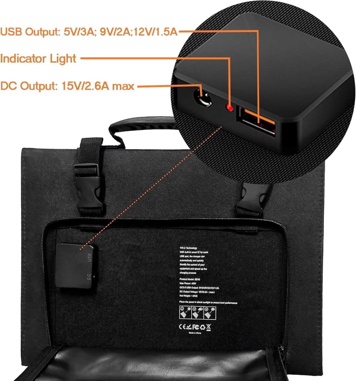Open Box ENGINSTAR 40W Foldable Solar Panel Charger for Portable Power Station