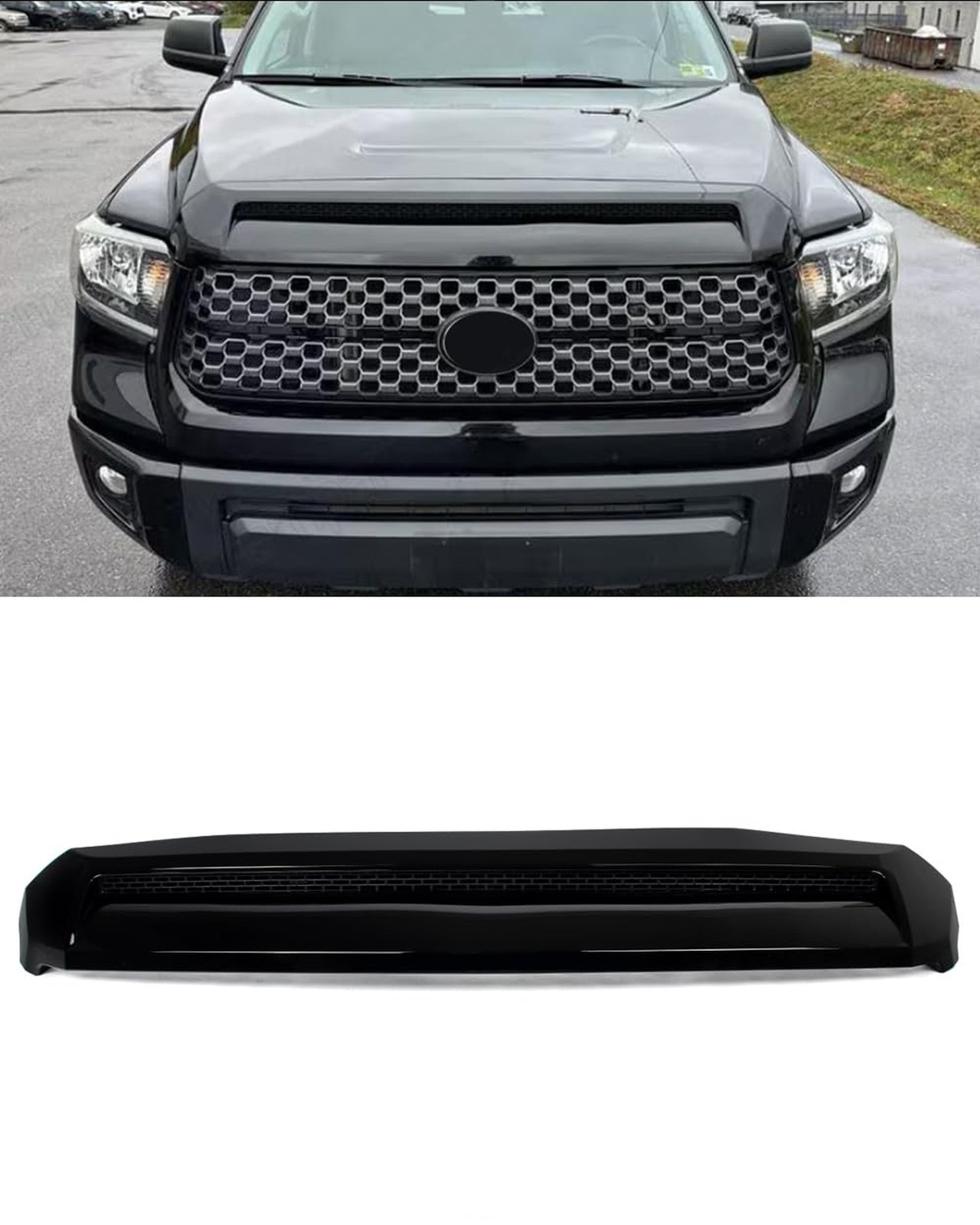 Hood Molding Compatible with 2014-2021 Toyota Tundra Hood Scoop Gloss Black F…