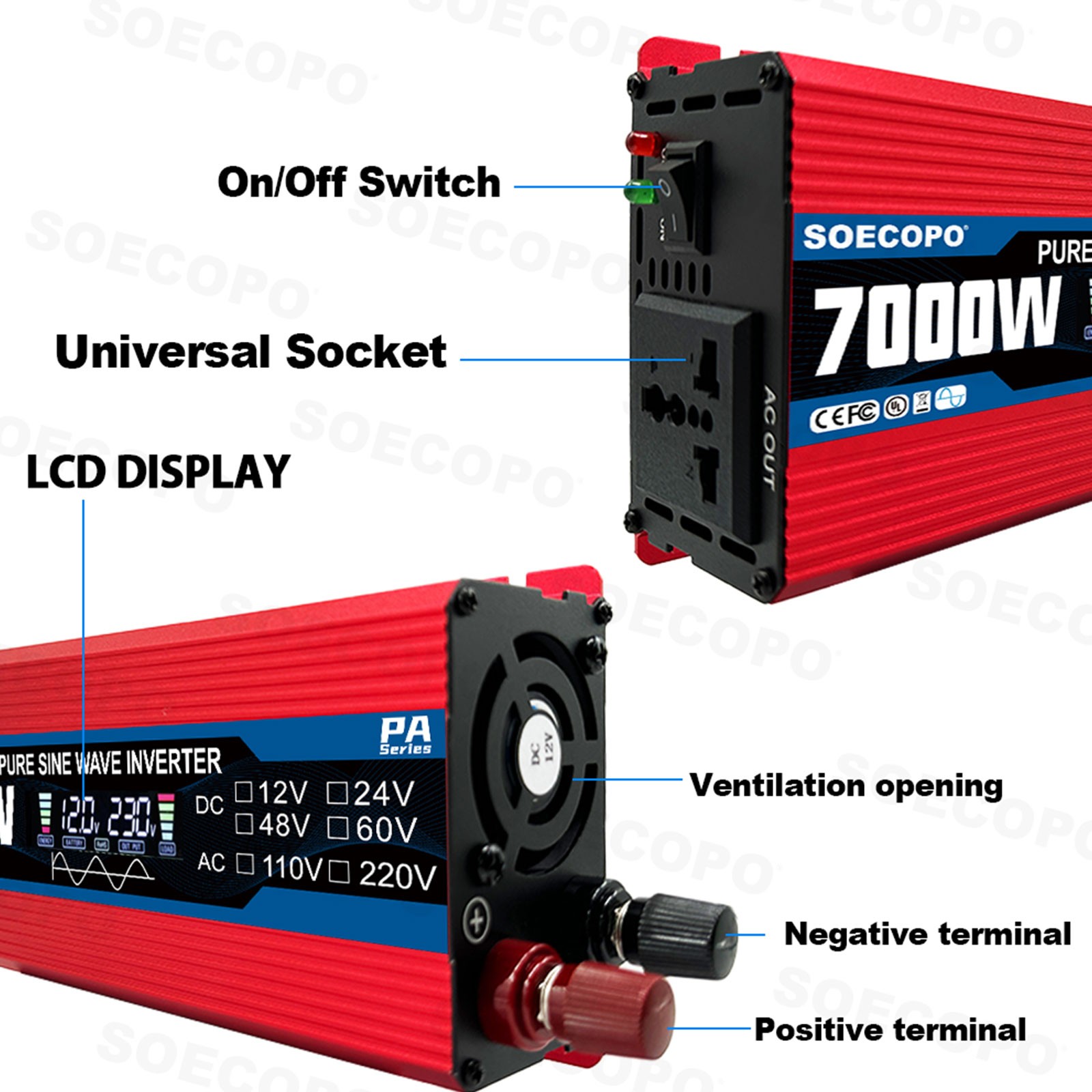 7000W Solar System Kit 12V To 110V/220V Off-Grid Inverter System 100A Controller