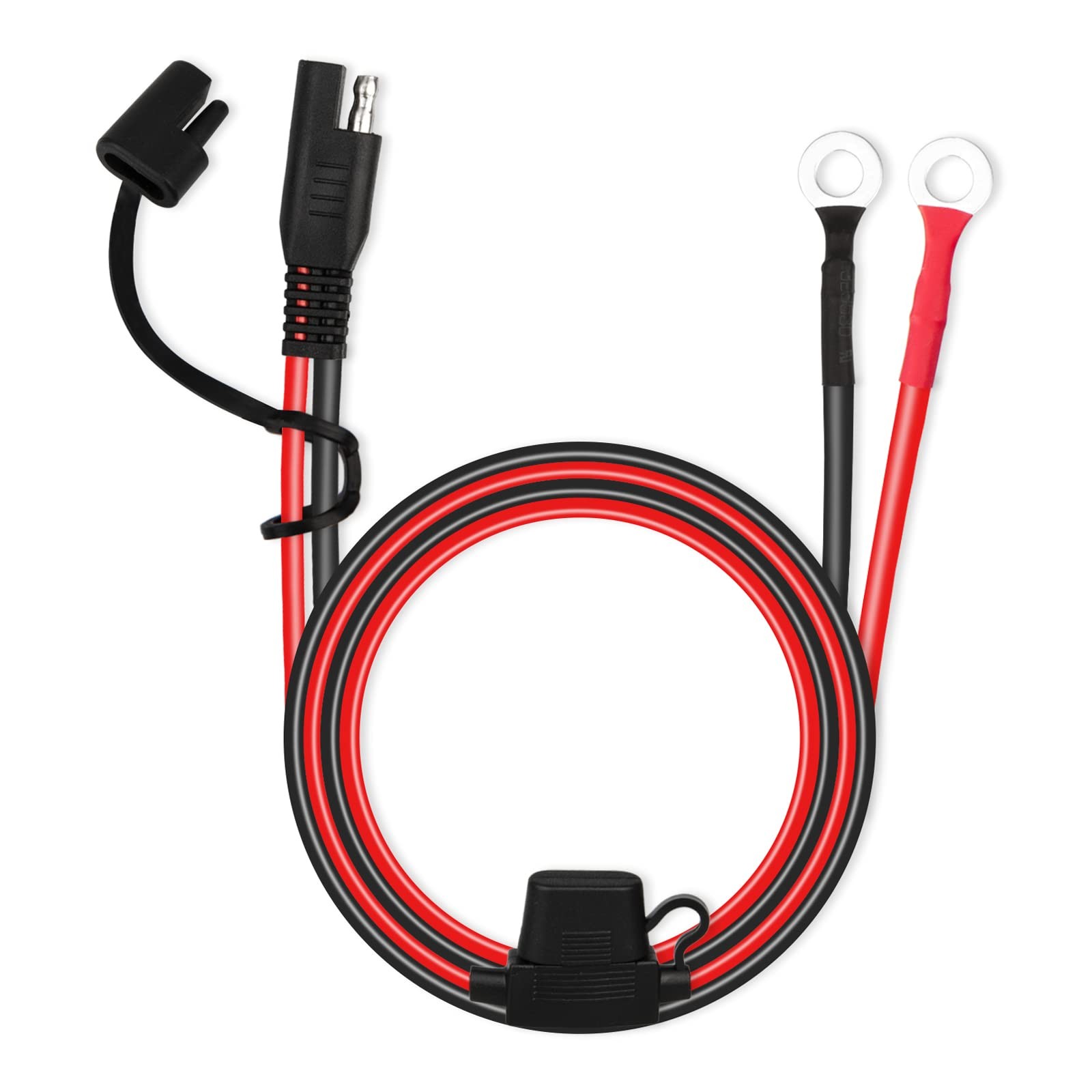 2Ft 10AWG SAE Extension Cable SAE Battery Connector SAE to O Ring Terminal